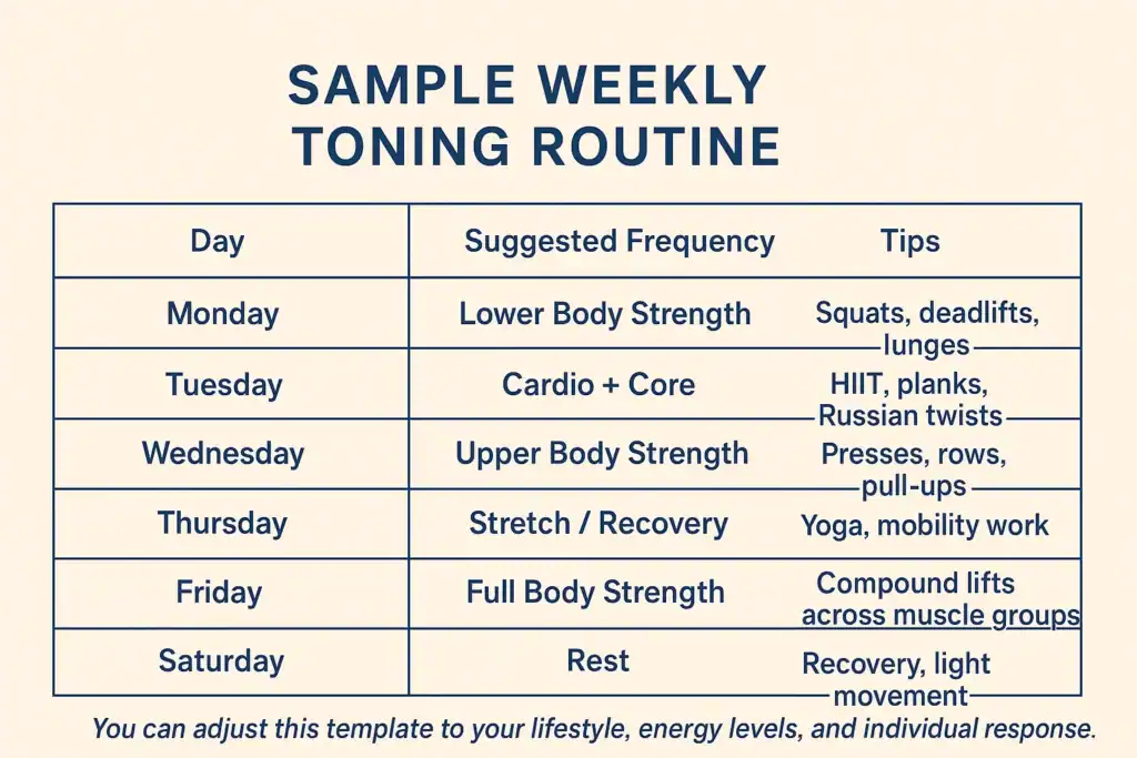 Achieving the Perfect Tone: How Often Should You Exercise for Results? 4 Weekly exercise Warwickshire plan graphic