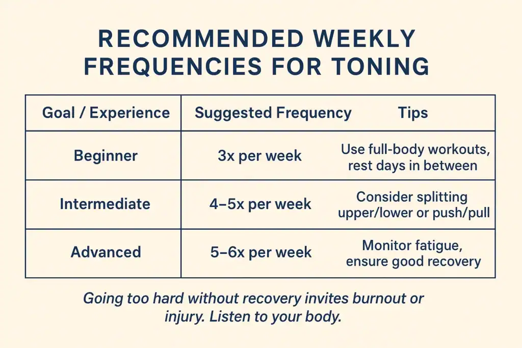 Achieving the Perfect Tone: How Often Should You Exercise for Results? 2 Graphic to show how often you should do exercise to help with toning Warwickshire