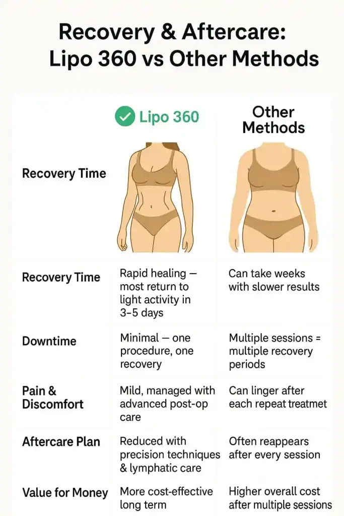 Recovery and Aftercare for Fat-Dissolving Surgery 2 Table to show fat dissolving injection aftercare Warwickshire